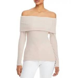 NEW ENZA COSTA sweater knit off the shoulder top in rose tan